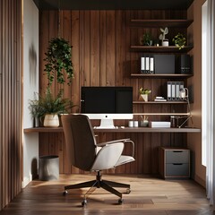 Modern empty blank interior office room for work with decoration and also home office
