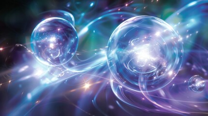 Electrically charged orbs gracefully gliding through the air leaving traces of light in their wake.