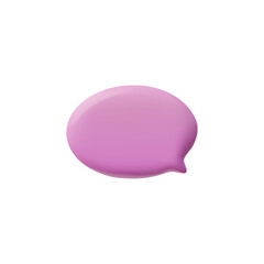 3D glossy pink empty speech bubble, vector render oval text bubble, volume dialogue form, social media chat message icon