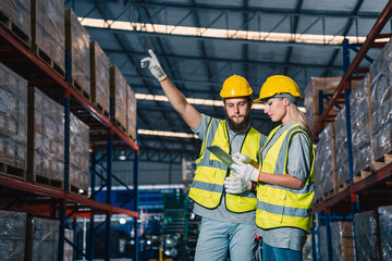 engineer or worker person team working in factory warehouse, man, manufacturing industry business...