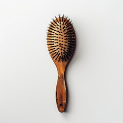 Vintage Wooden Hairbrush. Generative AI.
