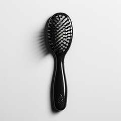 Black Plastic Hairbrush. Generative AI.