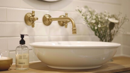 front of the sink, highlighting the elegance and simplicity of the design. generative ai