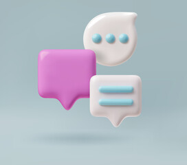Vector set of 3d speech bubbles created for chat and SMS on a blue background