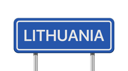 Realistic road sign Lithuania isolated on white background