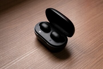 Portrait of blue tooth Air pod in black color