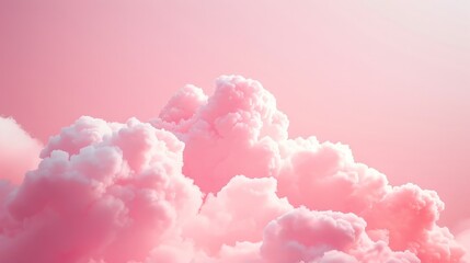 A pink cloud filled sky with a pink background