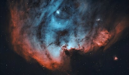 Monkey head nebula. This picture was not generated using Artifitial Inteligence, but rather by integrating many pictures taken with a Skywatcher 200 PDS telescope from my balcony. 