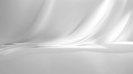 White clean soft folds of fabric with spotlight. Abstract background.