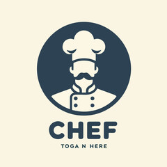 vector chef logo with a simple and minimalist style