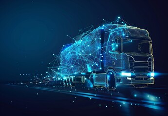 Create a fast delivery truck icon using lines, triangles, and point connections with Generative AI.