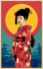 Portrait of a japanese girl with kimono
