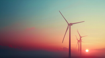 Obraz premium Group of Windmills Standing in Grass