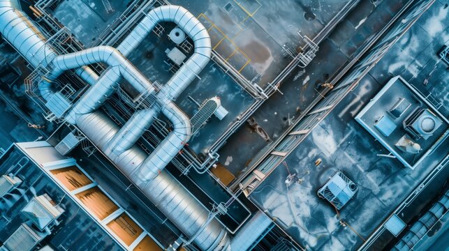  Bird eye view of air conditioning on the factory