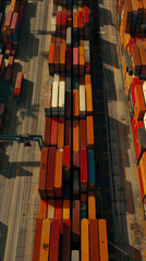 Obraz premium Drone View Of A Cargo Containers Port