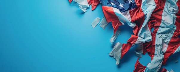 4th of july US blue background, with empty copy space in the middle.