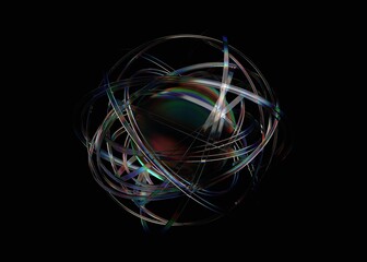 Abstract sphere with rounded lines, 3d render