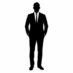 Professional businessman in a standing pose vector silhouette 