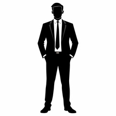 Professional businessman in a standing pose vector silhouette 