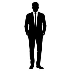 Professional businessman in a standing pose vector silhouette 
