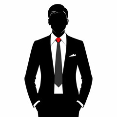 Professional businessman in a standing pose vector silhouette 