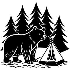 Black camping on white background