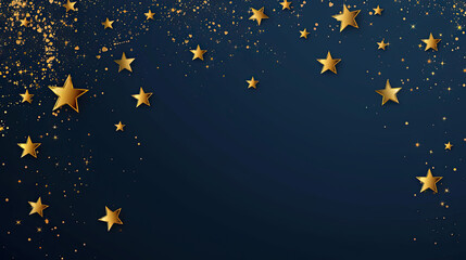 Naklejka premium Abstract Dark Blue Background with Gold Stars, Generative AI Illustration