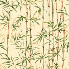 A bamboo forest with a yellow background