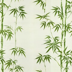 Fototapeta premium A green and white bamboo patterned wall