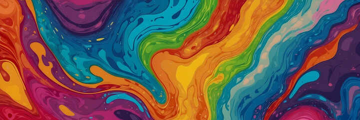 Vibrant liquid swirl pattern resembling psychedelic art with a multicolor wavy design representing creativity