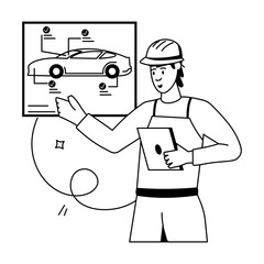 Handy Pack of Car Mechanics Flat Illustrations 

