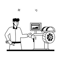 Handy Pack of Car Mechanics Flat Illustrations 

