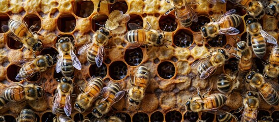 Bees in a beehive cluster