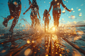 Group of People Standing on Top of Water