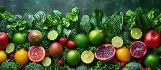 Assorted fruits and vegetables arranged together