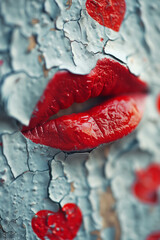 Close Up of Red Lipstick on Wood