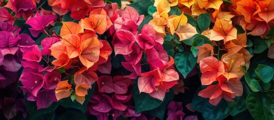 Colorful flowers adorning wall