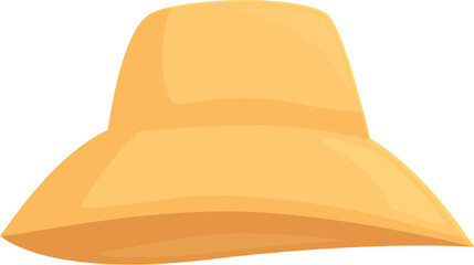 Fototapeta premium Illustration of a simple graphic design cartoon farmer hat in yellow color, isolated vector image of protective gear for summer sun, fashion rural field work, workwear headgear