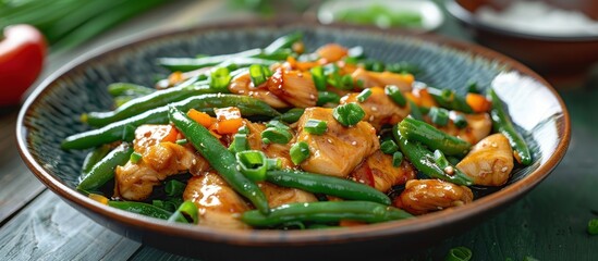 Bowl of chicken and green beans