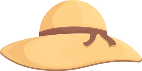 Illustration of a whimsical cartoon explorer wearing a classic beige hat with ribbon. A fun and protective headwear accessory. Perfect for outdoor adventures. Expedition. Safari. And travel