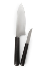 Sharp knives on white background