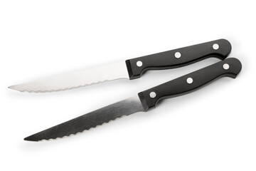 Kitchen knives on white background