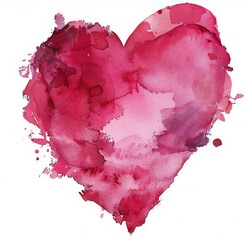 Pink Heart Painted With Watercolors