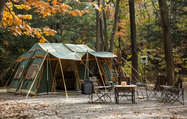 Tent Amidst Forest Trees