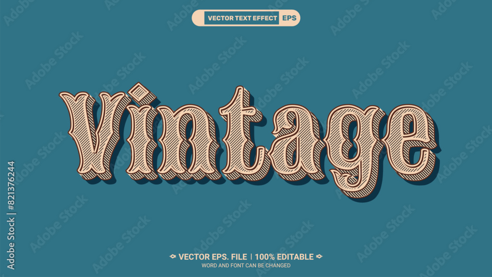 Poster old style vintage editable 3d vector text effect