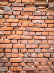 Fototapeta premium Background of wide old red brick wall texture. Home or office design backdrop