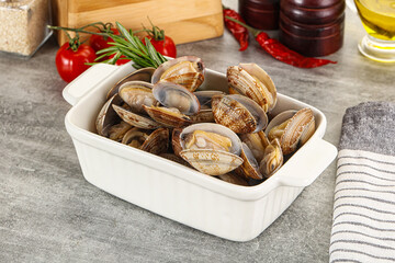 Raw vongole clams for cooking
