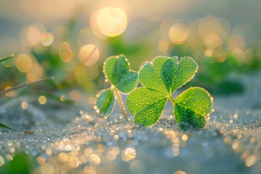 Beautiful lovely oister in the sand with morning dew, macro, soft focus