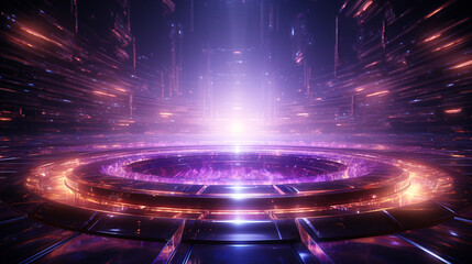 Glowing circle of abstract lighting equipment