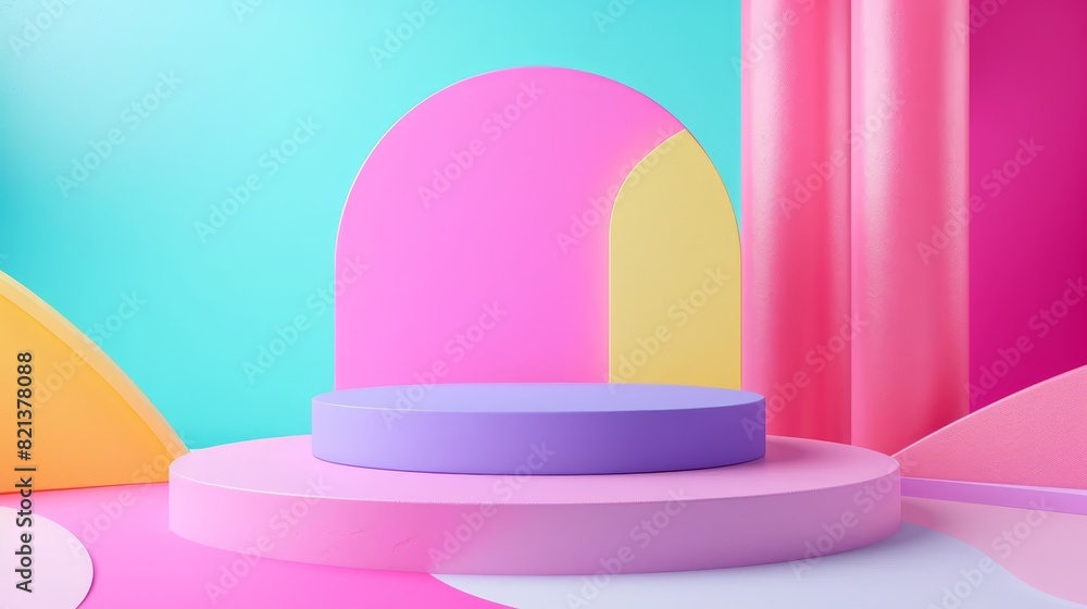 Poster modern colorful abstract product display - a contemporary abstract setting with pastel colors provid